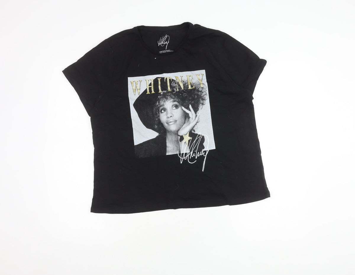 Peacocks Women's Black T-Shirt Size 18 Cotton