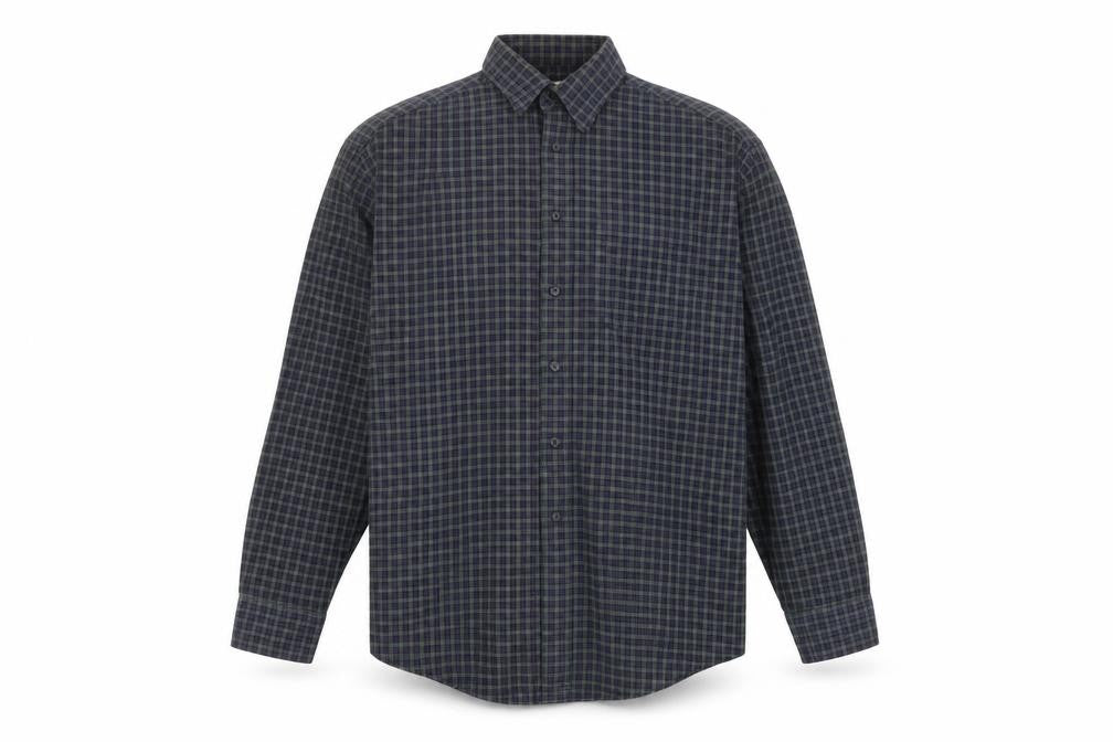 Marks & Spencer Men's Navy Check Shirt Size 16