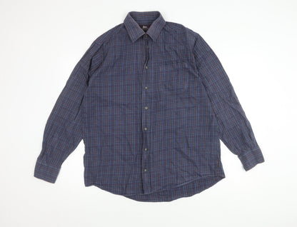 Marks & Spencer Men’s Blue Check Cotton Shirt, Size 16