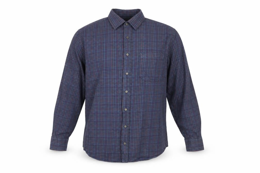 Marks & Spencer Men’s Blue Check Cotton Shirt, Size 16