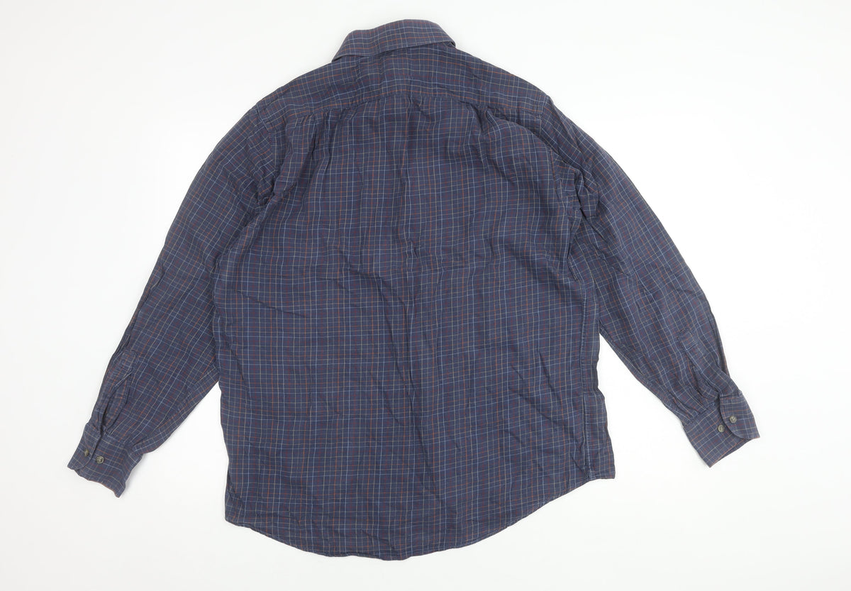 Marks & Spencer Men’s Blue Check Cotton Shirt, Size 16
