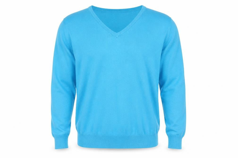 Woolovers Men's Blue V-Neck Pullover Jumper - M