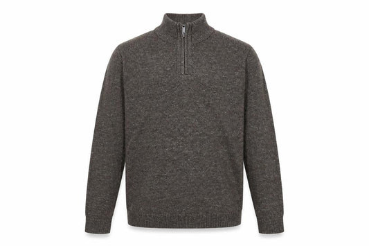 FatFace Mens Brown Mock Neck 1/4 Zip Pullover - M