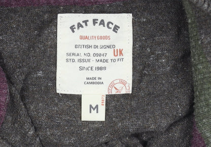FatFace Mens Brown Mock Neck 1/4 Zip Pullover - M