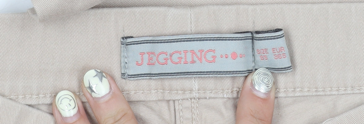 Women's Beige Jegging, 3XS, Cotton Blend, Regular Fit