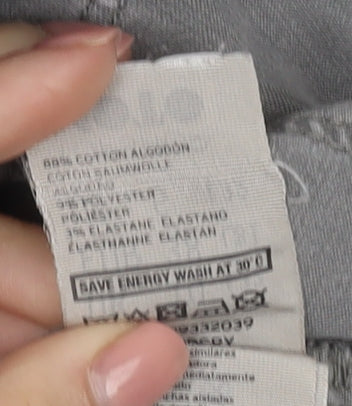 Close-up detail of Topshop Grey Maternity Skinny Jeans, size 10, Woman