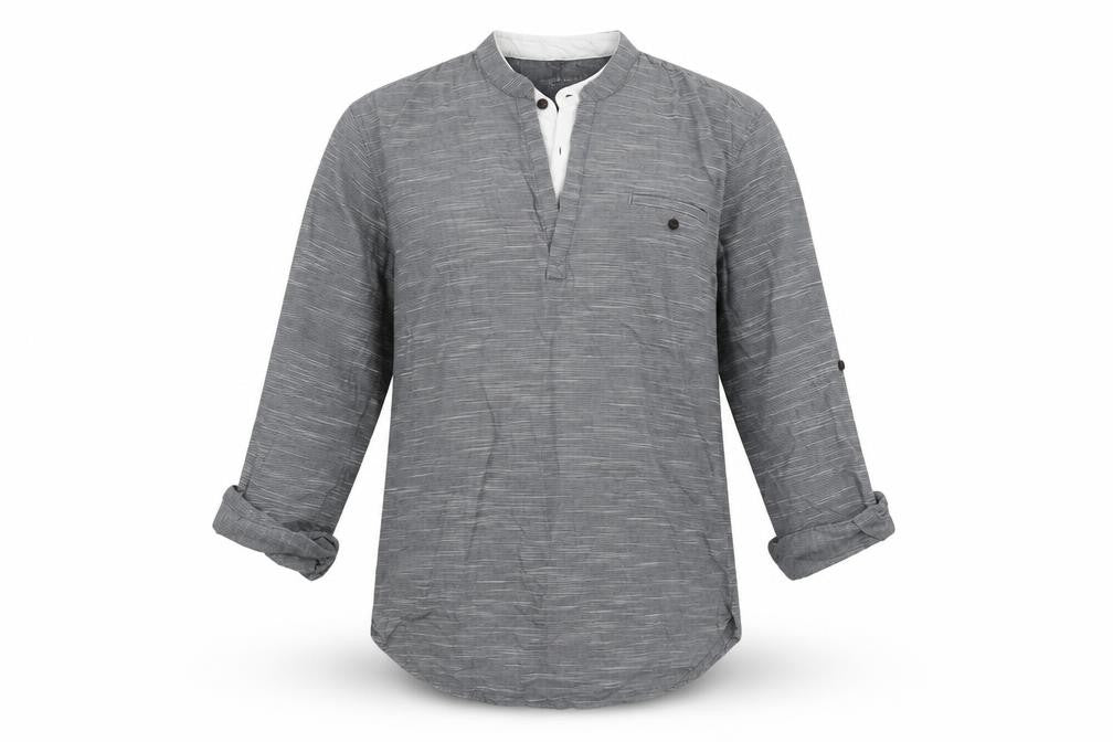 John Rocha Men's Grey Striped Long Sleeve Shirt M
