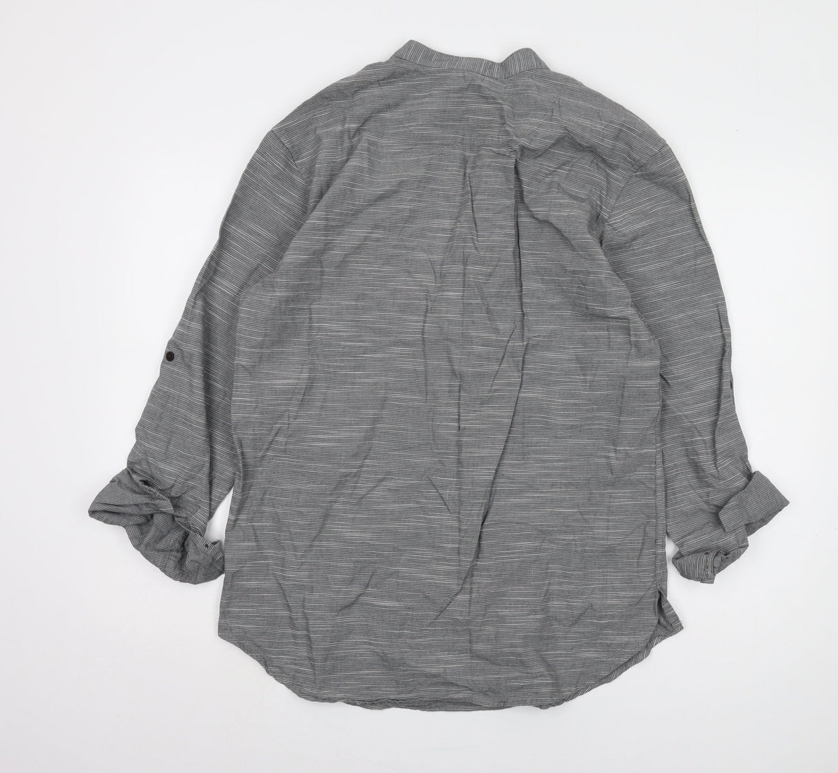 John Rocha Men's Grey Striped Long Sleeve Shirt M