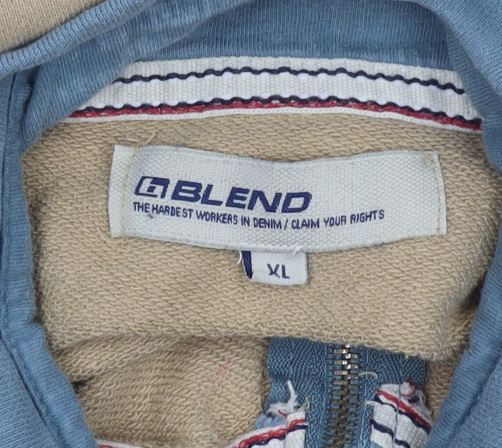 Blend Men's XL Beige Full Zip Sweatshirt, High Neck
