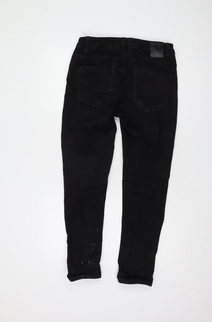 Back view of LUKE Men's Black Skinny Jeans, size S, 30W