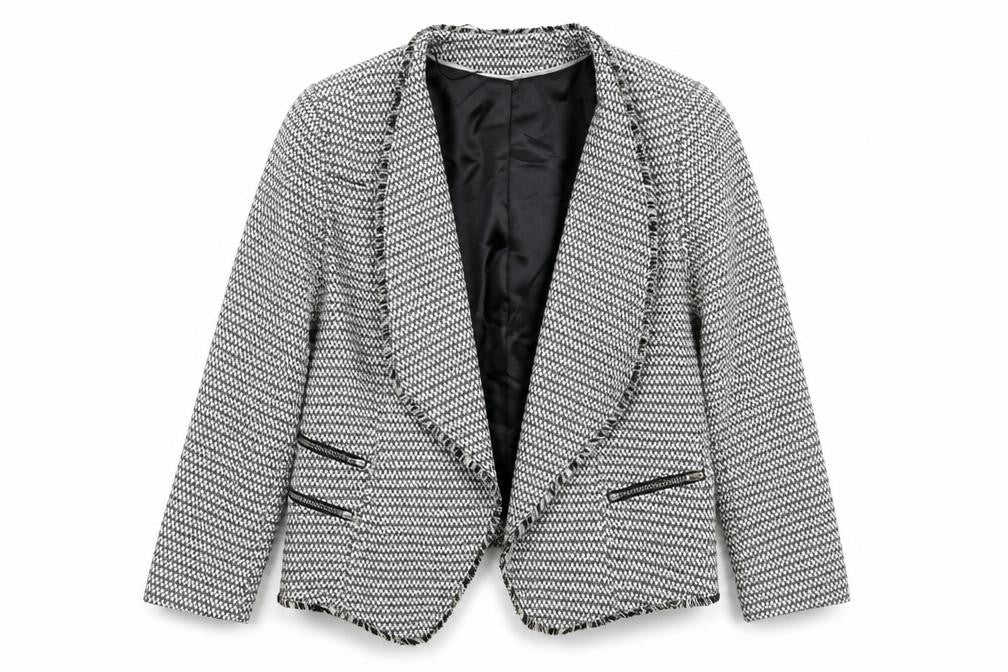 Wallis Women's Black White Herringbone Jacket L Size