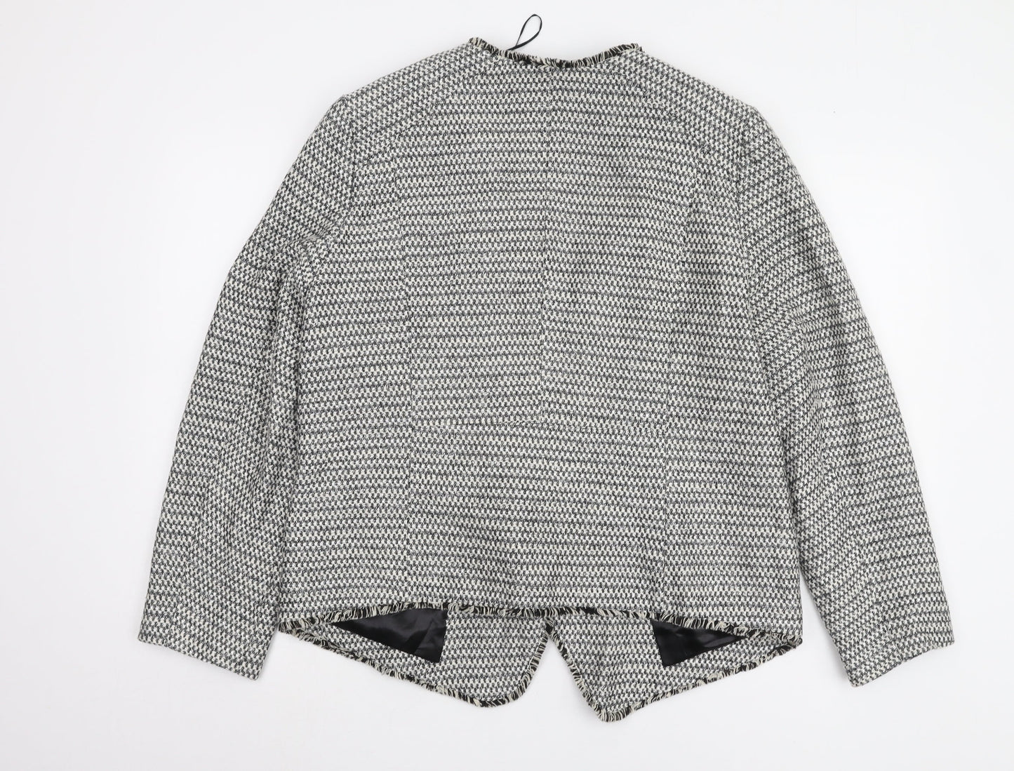 Wallis Women's Black White Herringbone Jacket L Size