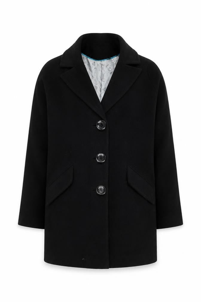 Wallis Women's Black Overcoat Size S Button Collared