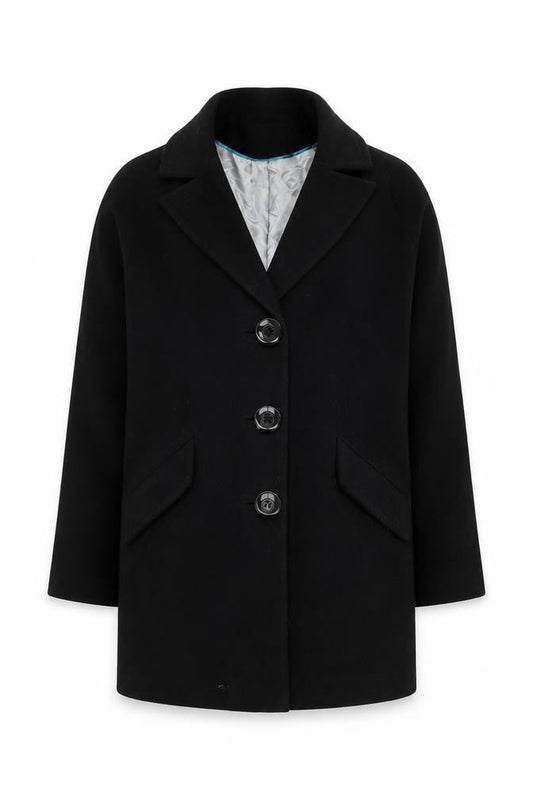 Wallis Women's Black Overcoat Size S Button Collared