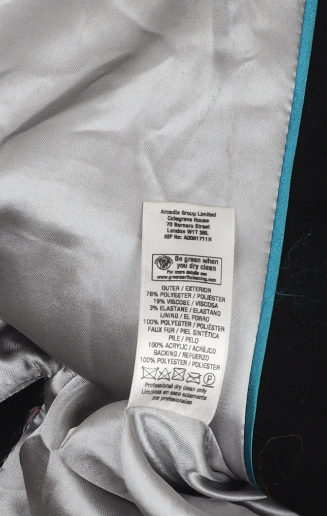 Wallis Women's Black Overcoat Size S Button Collared
