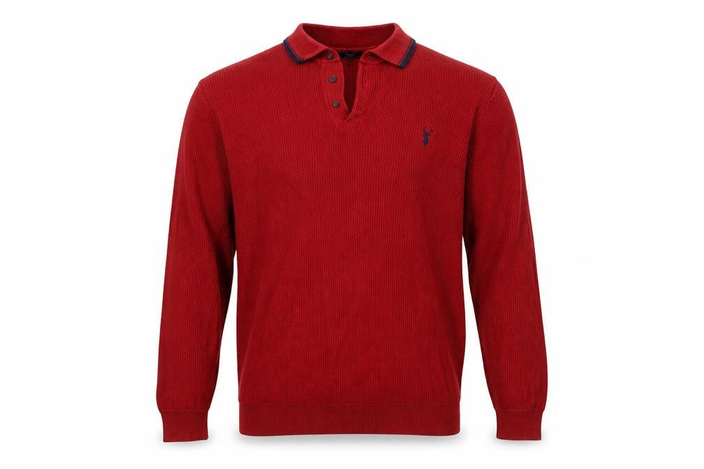 Next Men’s Red Henley Jumper Medium, Cotton Knit