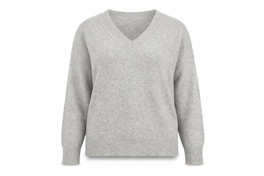 Karen Millen Women's Grey V-Neck Pullover Jumper - Size M