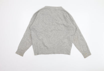 Karen Millen Women's Grey V-Neck Pullover Jumper - Size M