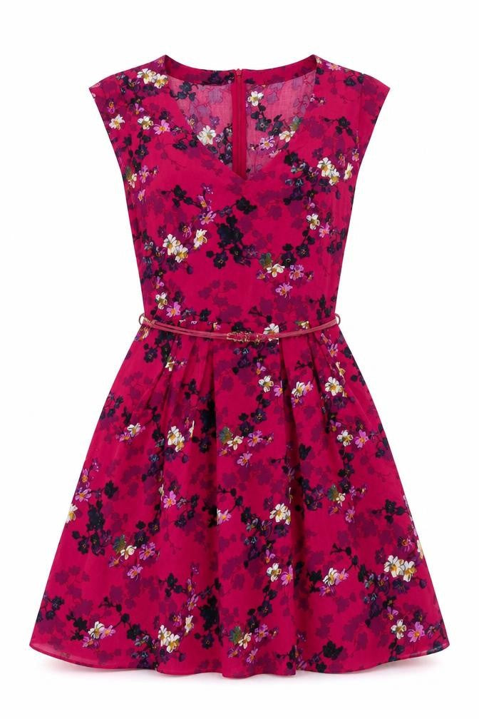 Oasis Women's Pink Floral Dress Size 10 Viscose Sleeveless