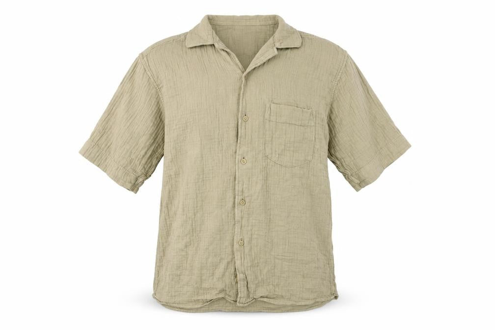 Collusion Men's Beige XS Casual Short Sleeve Button-Up Shirt