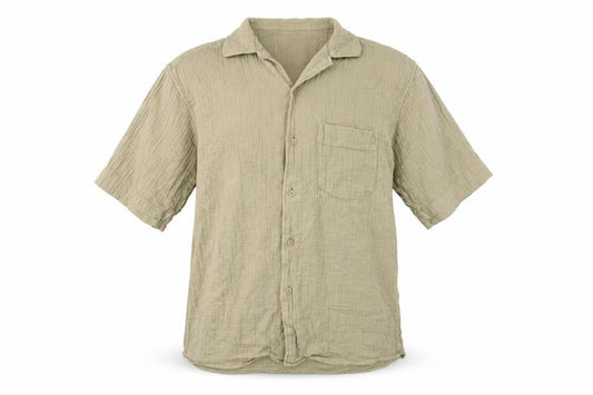 Collusion Men's Beige XS Casual Short Sleeve Button-Up Shirt