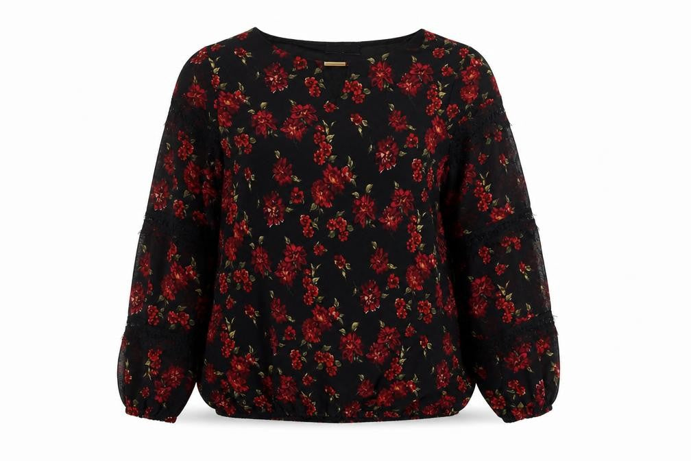 Klass Women's Black Floral Blouse Size 12