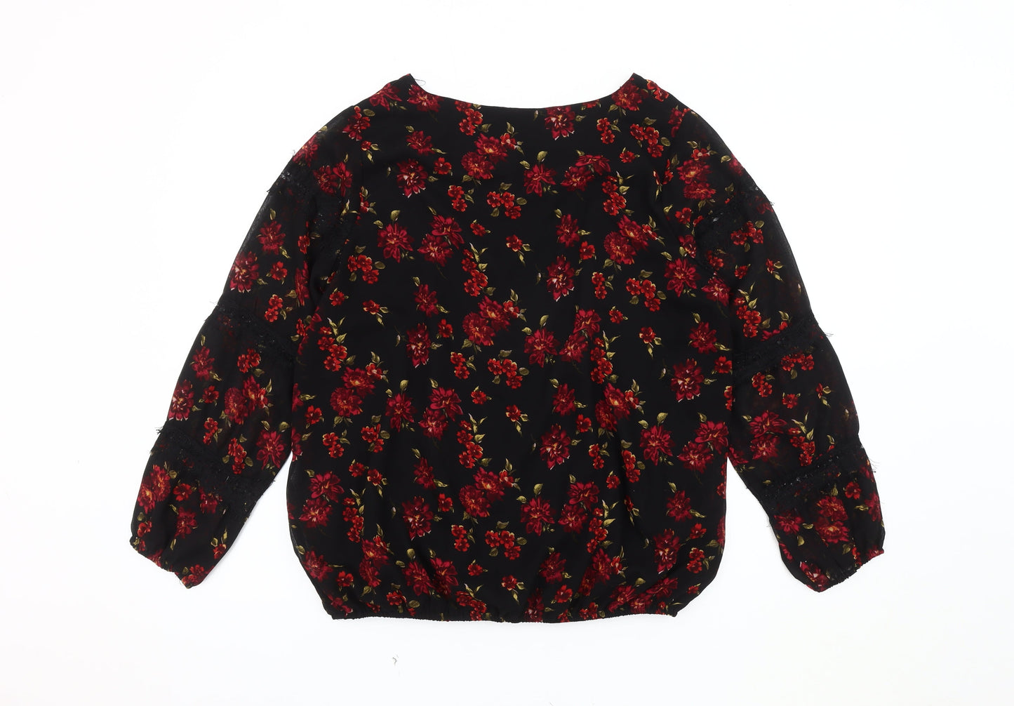 Klass Women's Black Floral Blouse Size 12