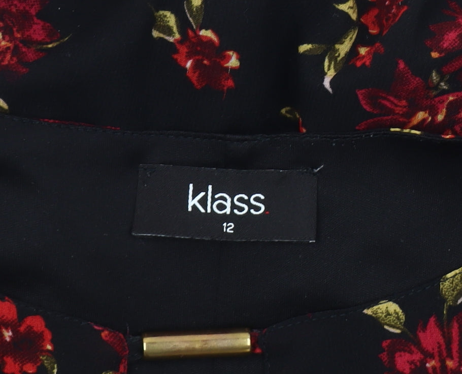 Klass Women's Black Floral Blouse Size 12