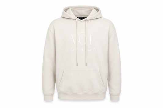 VOI London Men's Beige Pullover Hoodie L Logo