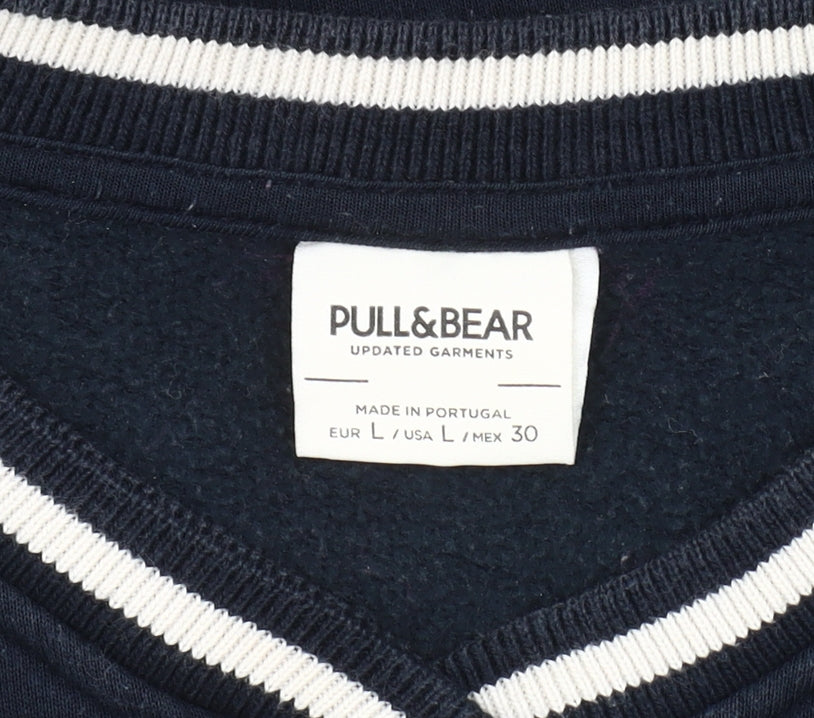 Pull&Bear Men's Blue L Pullover Sweatshirt