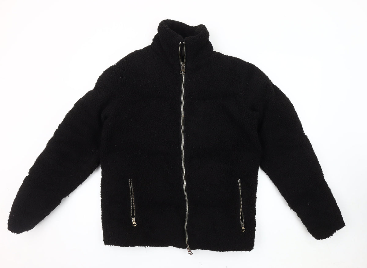 ASOS Women's Black Fleece Jacket XS Relaxed Fit