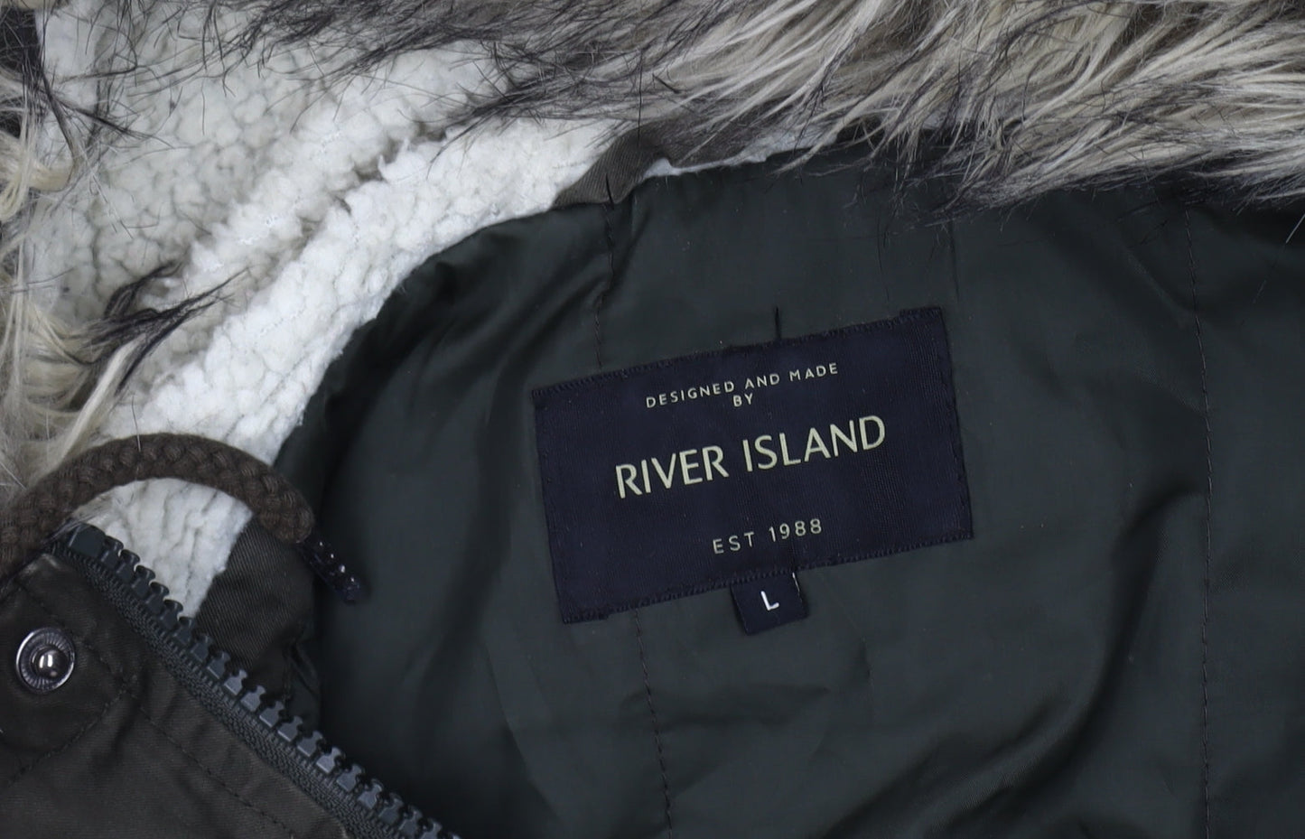 River Island Green Women's Parka Coat Size L