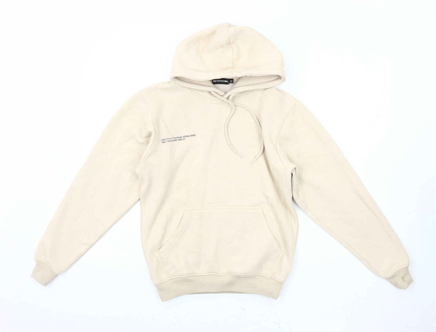 PrettyLittleThing Women's Beige Pullover Hoodie XS