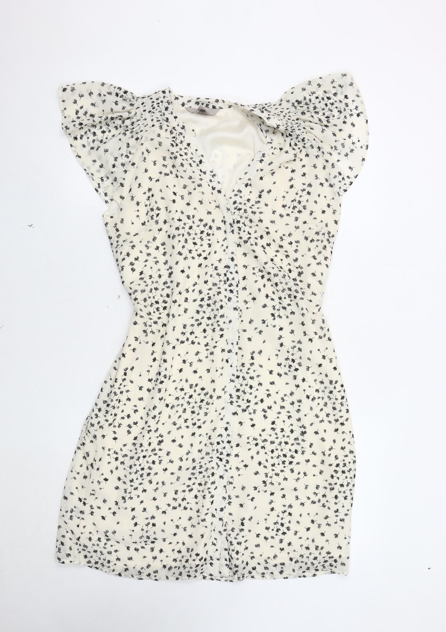 H&M White Floral Women's Dress Size 8