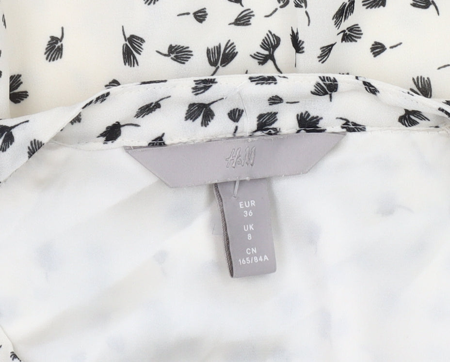 H&M White Floral Women's Dress Size 8