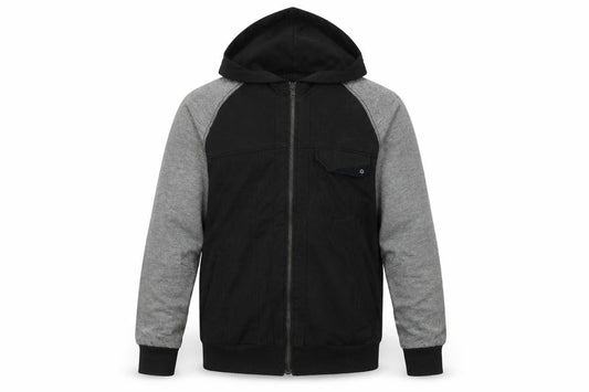 L'Art Men's Medium Black Grey Basic Hooded Jacket