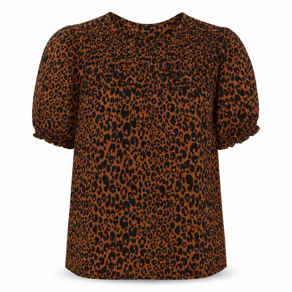 Next Women's Brown Animal Print Blouse, Size 12, Regular Fit