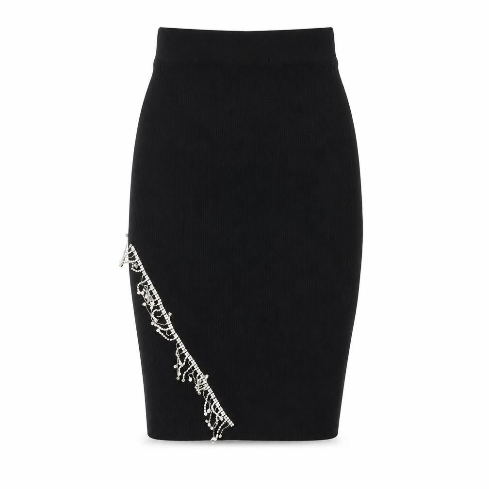 Quiz Black Beaded Women's Pencil Skirt - Size S
