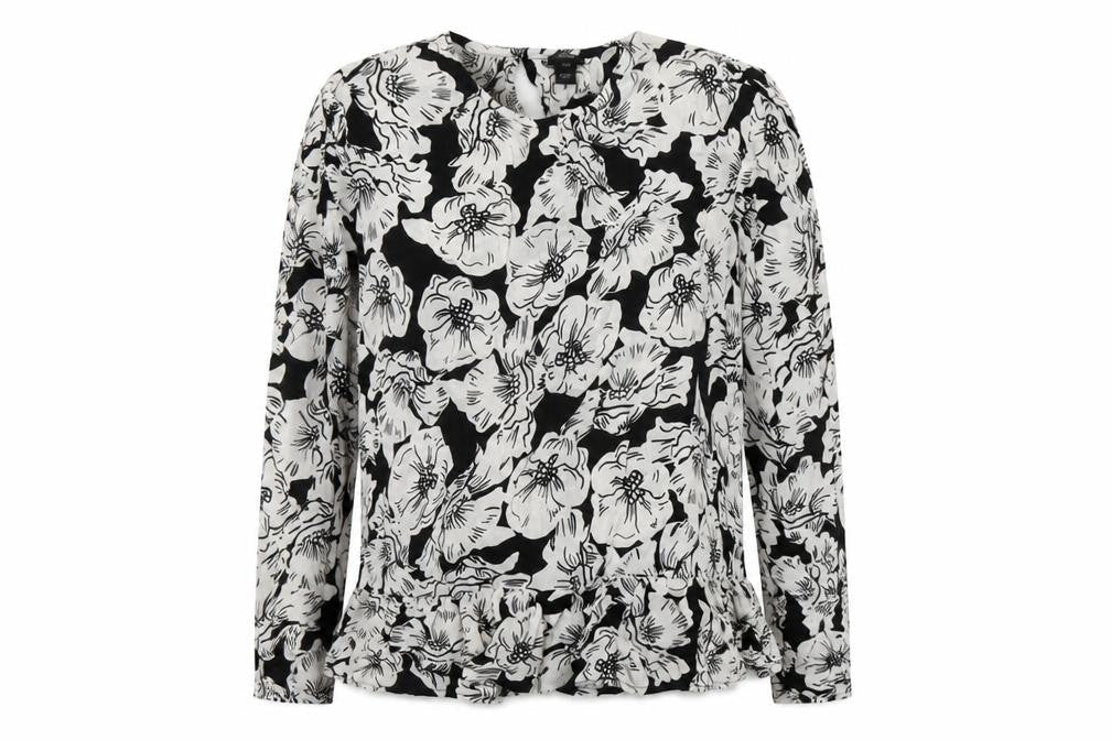 River Island Women's Black Floral Blouse, Size 14