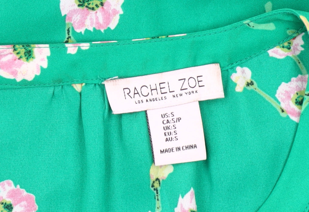 Rachel Zoe Women's Green Floral Blouse, Size S