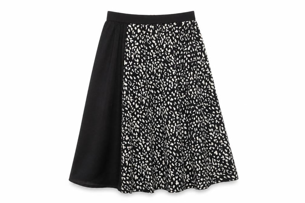 Sweewe Women's Black A-Line Animal Print Skirt M