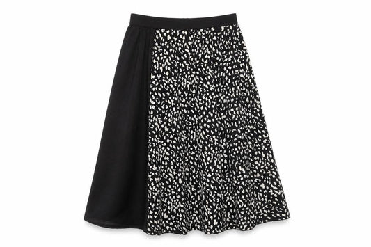 Sweewë Women's Black A-Line Animal Print Skirt M