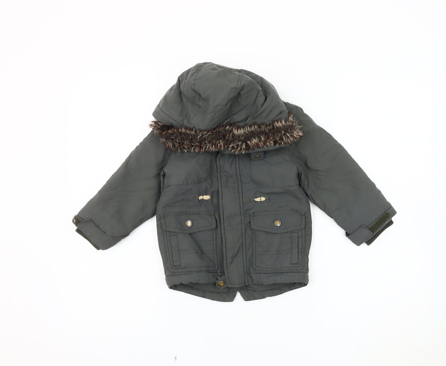 Marks and Spencer Boys Green Parka 2-3 Years Hooded Coat
