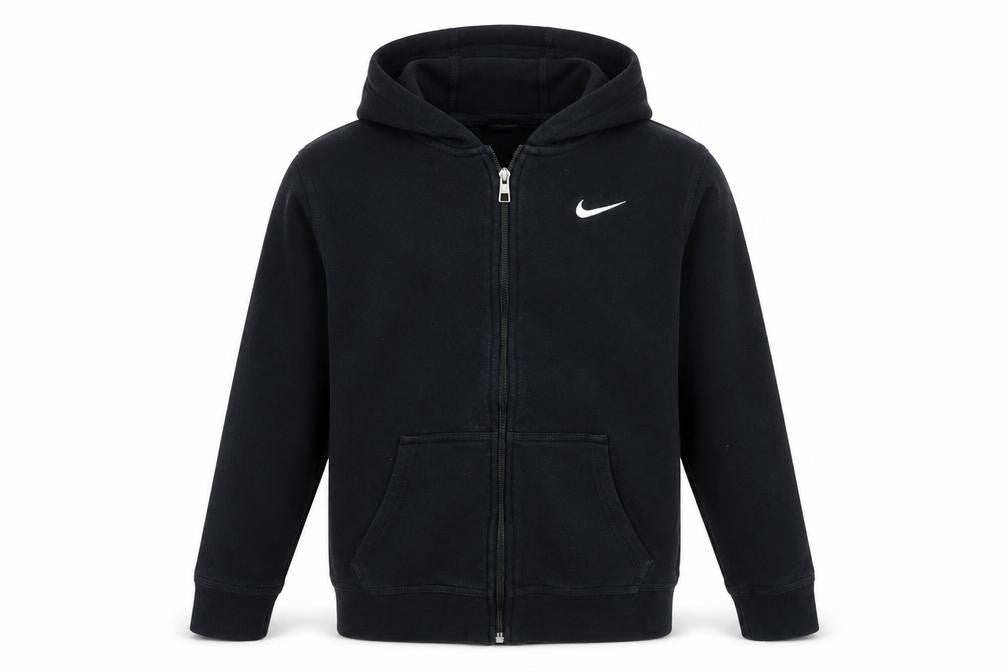 Nike Boys Black Hoodie, XL, Full Zip, Cotton Blend