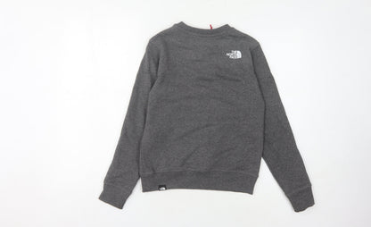 Back view of The North Face boys’ grey sweatshirt m pullover crew neck