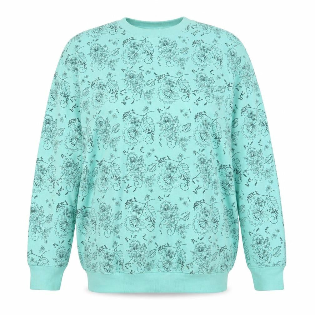 Damart Women's Blue Floral Pullover Sweatshirt, Size S
