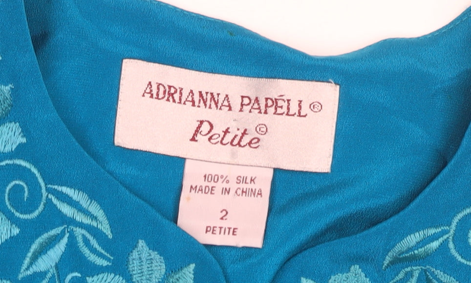 Adrianna Papell Women Blue Top, Size 2, Petites