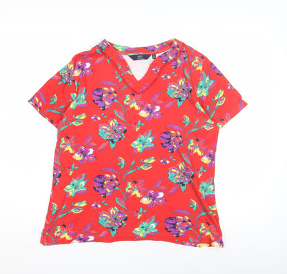 ISLE Essentials Women's Red Floral T-Shirt, Size 14