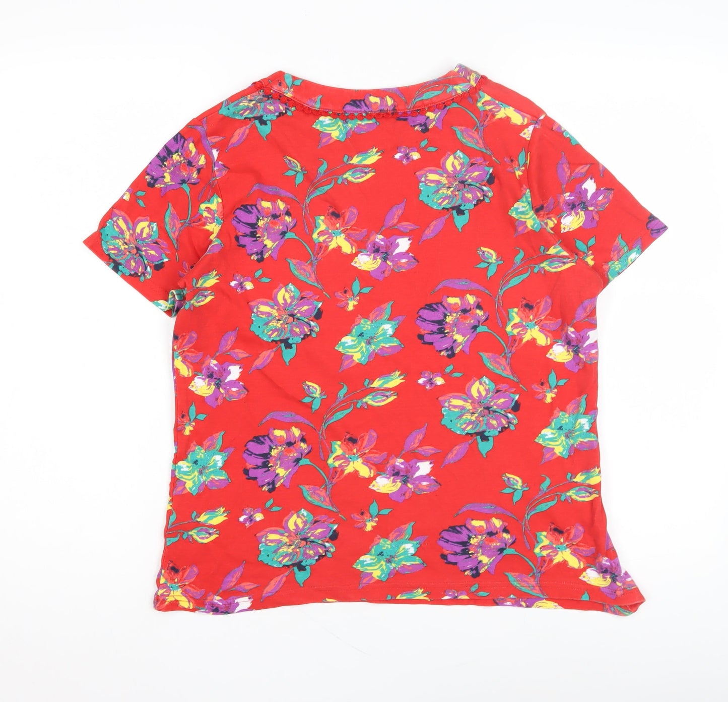 ISLE Essentials Women's Red Floral T-Shirt, Size 14