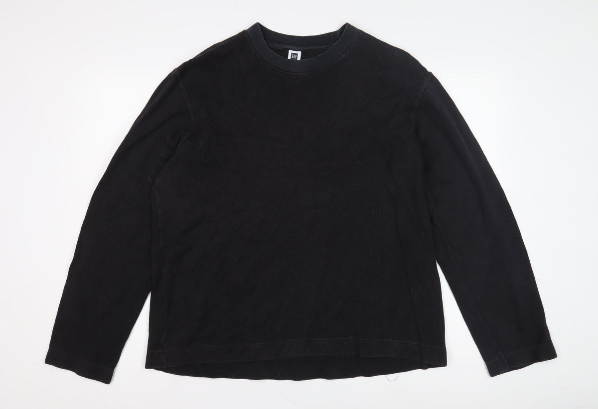 Gap Men's Black Long Sleeve Crew Neck Shirt Size L